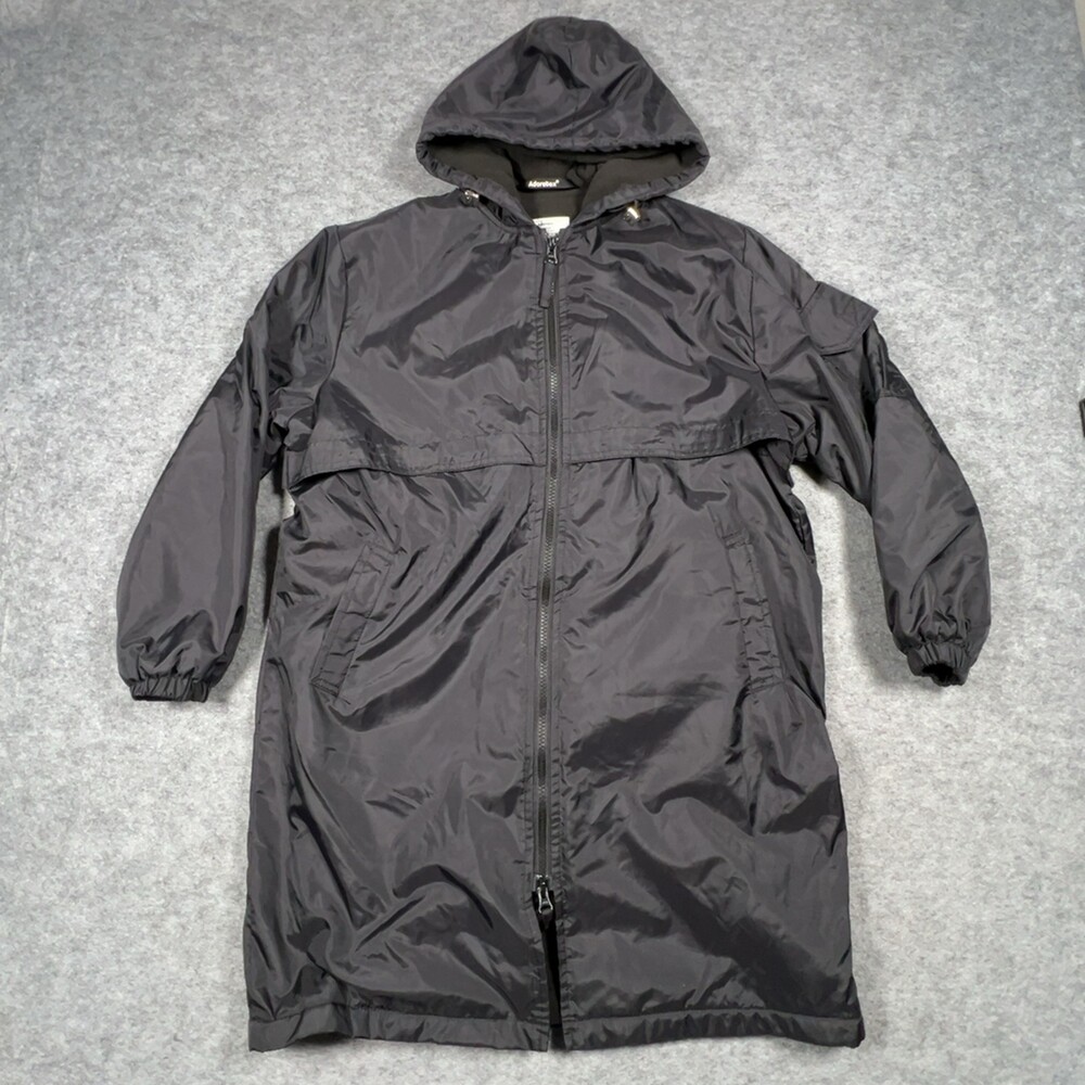 Adoretex Rain Jacket Kids XL Black Full Zip Hooded Long Nylon Windbreaker Youth
